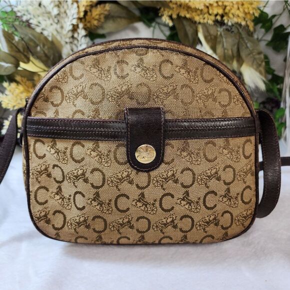 Authentic CELINE C Sulky Pattern Shoulder Bag Beige/Brown - Picture 4 of 17